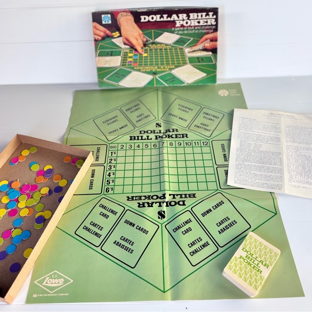 Milton Bradley Dollar Bill Poker Game Vintage 1974